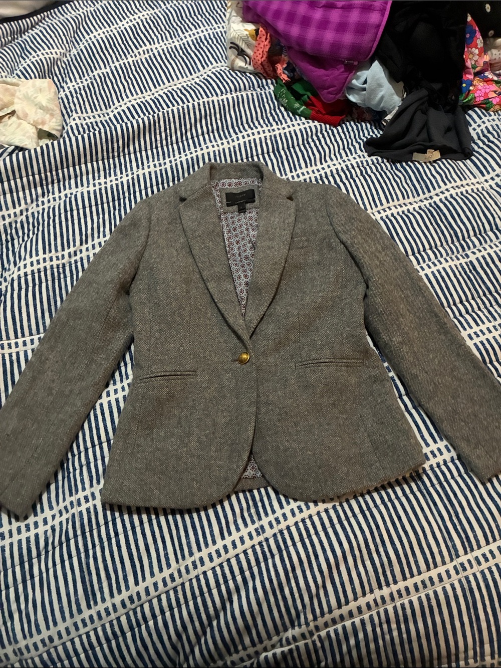 J. Crew woman’s Gray 100% wool Single-Button Blazer